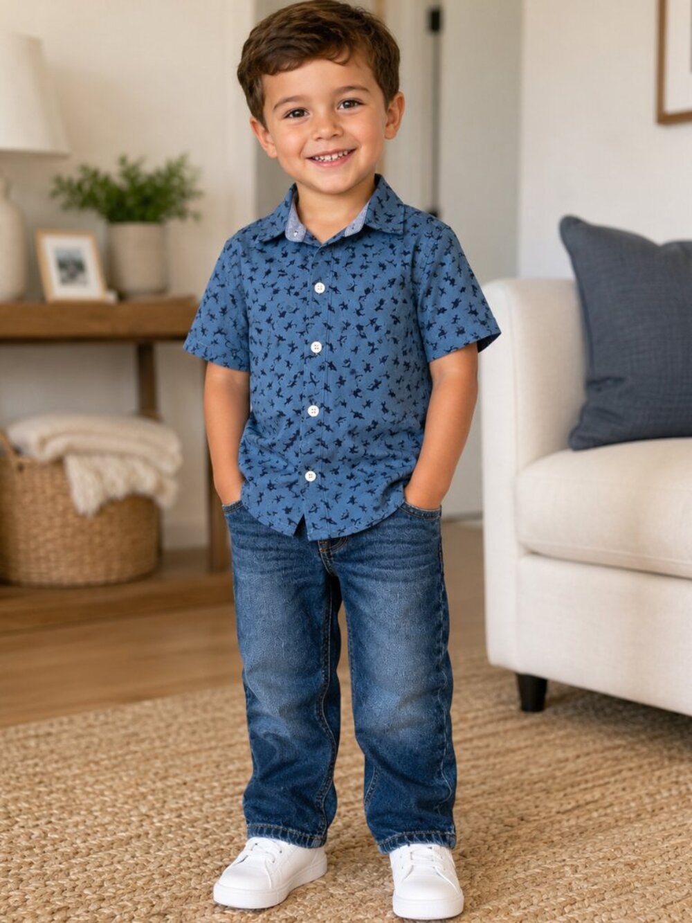 NWT OshKosh B’gosh Toddler Boy Outfit Set Size 4T Blue Shark Shirt & Jeans